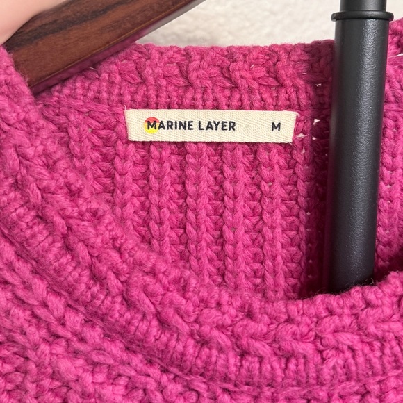 Marine Layer Thick Knit Wool Blend Oversized Crewneck Sweater in Rose Violet - M - Picture 3 of 7